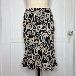 INC swirl silk midi skirt